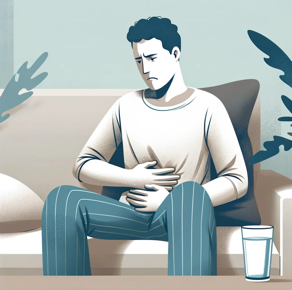 Illustration of a person experiencing digestive issues.