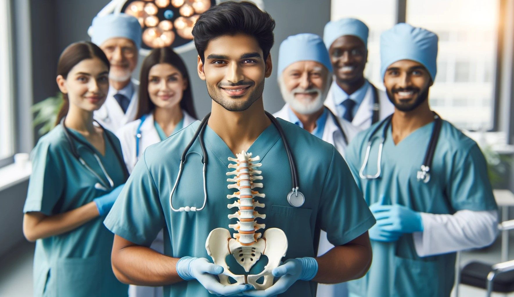 diverse team of medical professionals done spine surgery